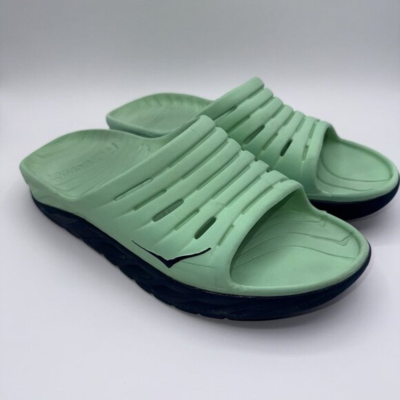 HOKA One One Sandal ORA Recovery Mint Green Blue Slide Shoes Men’s Size 12 - Picture 2 of 11